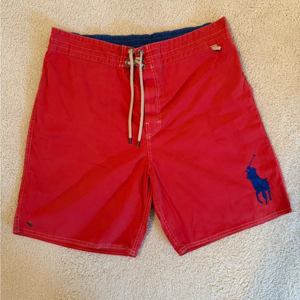 Polo by Ralph Lauren Vintage Men's Red Swim Shorts